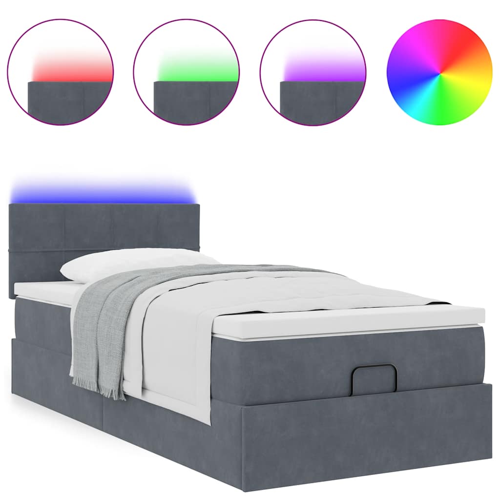 vidaXL Estructura cama otomana colchón terciopelo gris oscuro