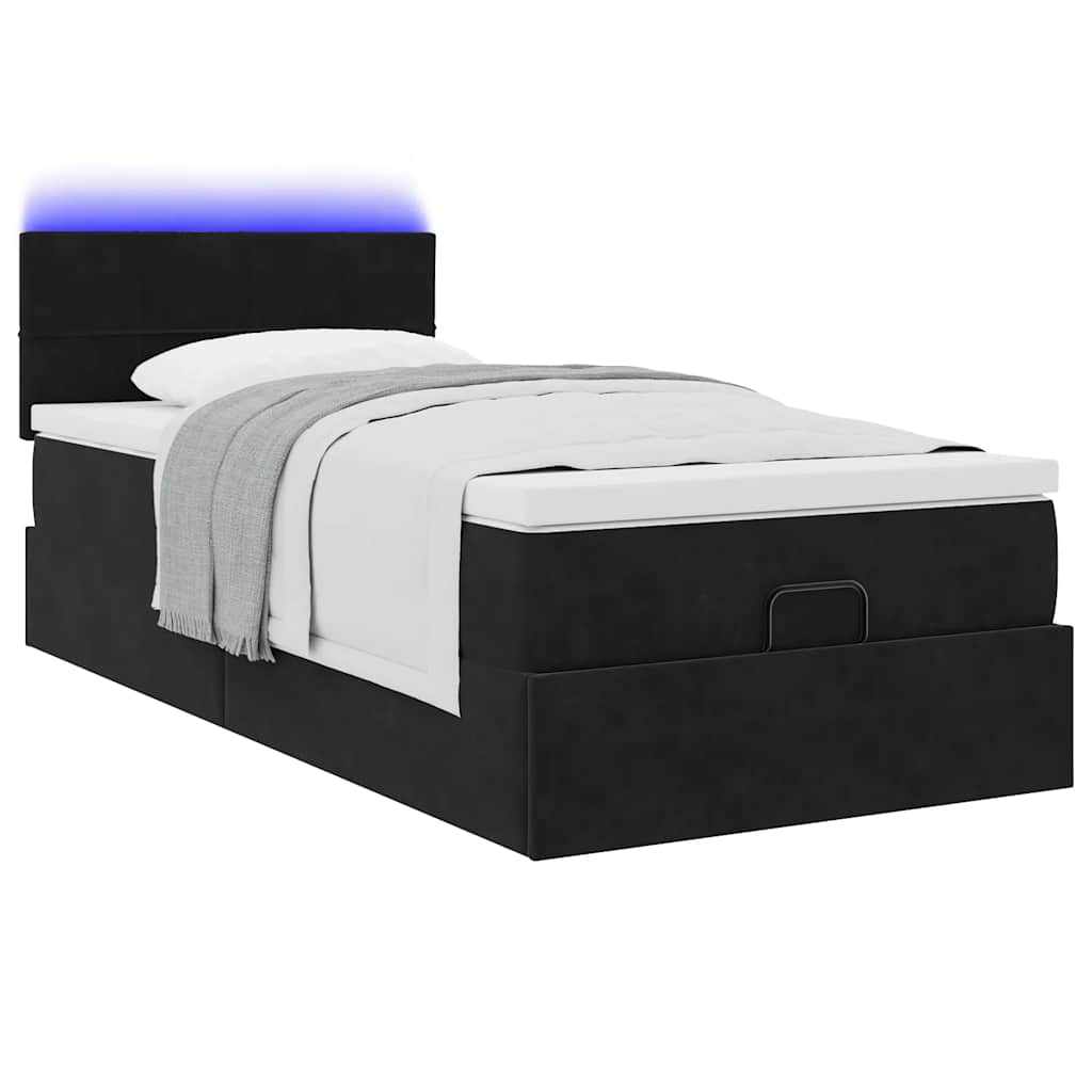 vidaXL Estructura de cama otomana colchón terciopelo negro 100x200cm