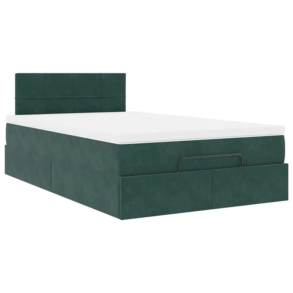 vidaXL Estructura de cama otomana colchón terciopelo verde oscuro