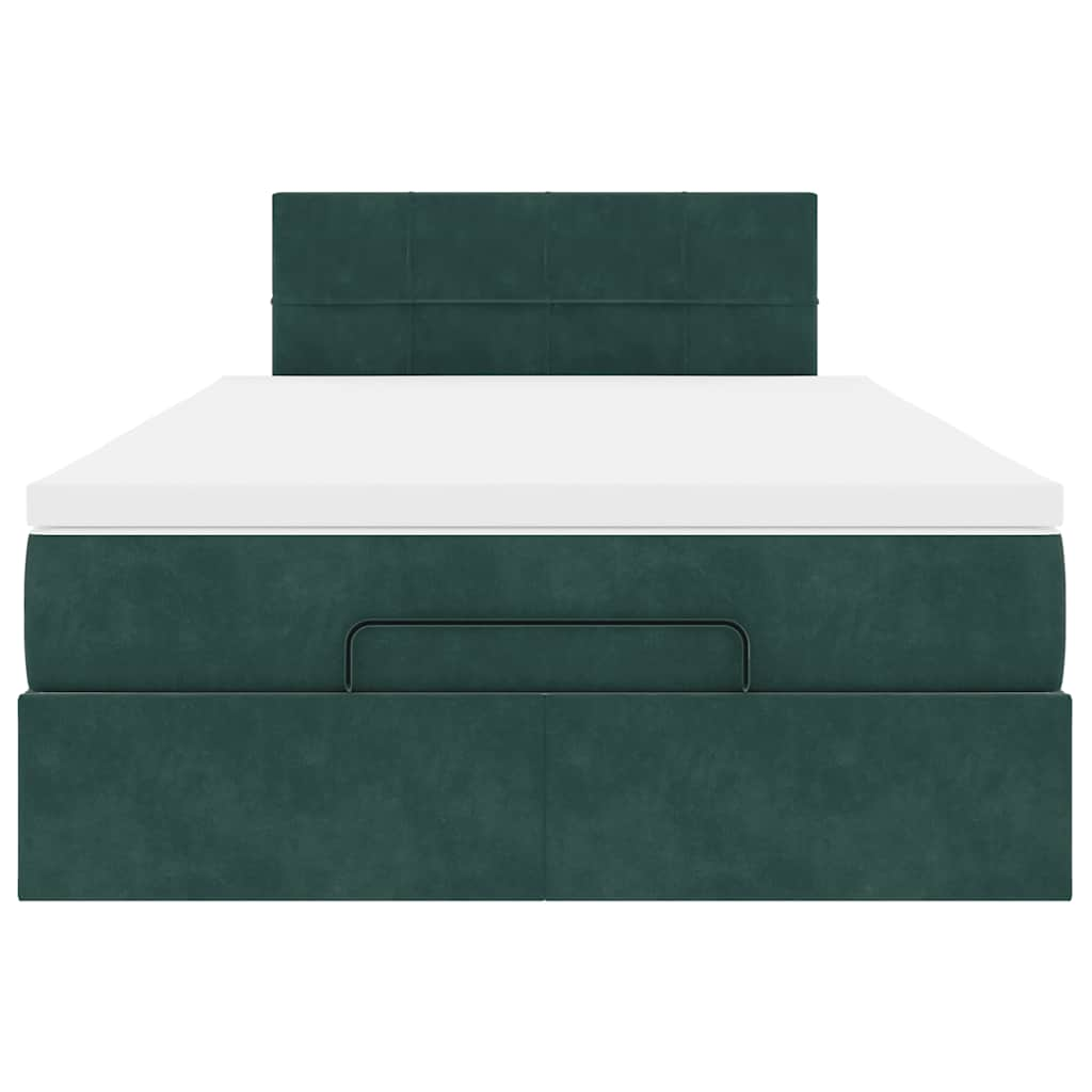 vidaXL Estructura de cama otomana colchón terciopelo verde oscuro