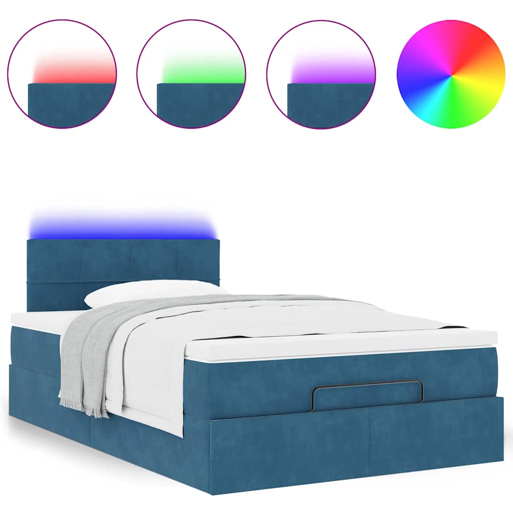 vidaXL Estructura de cama otomana colchón terciopelo azul oscuro