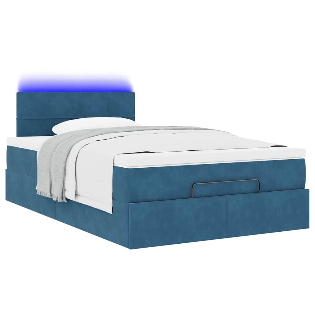 vidaXL Estructura de cama otomana colchón terciopelo azul oscuro