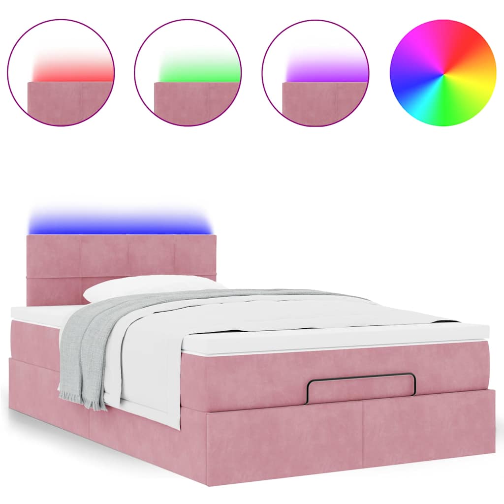 vidaXL Estructura cama otomana con colchón terciopelo rosa 120x190 cm