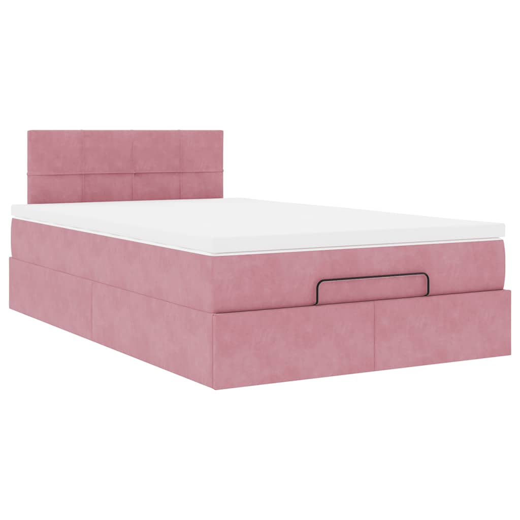 vidaXL Estructura cama otomana con colchón terciopelo rosa 120x190 cm