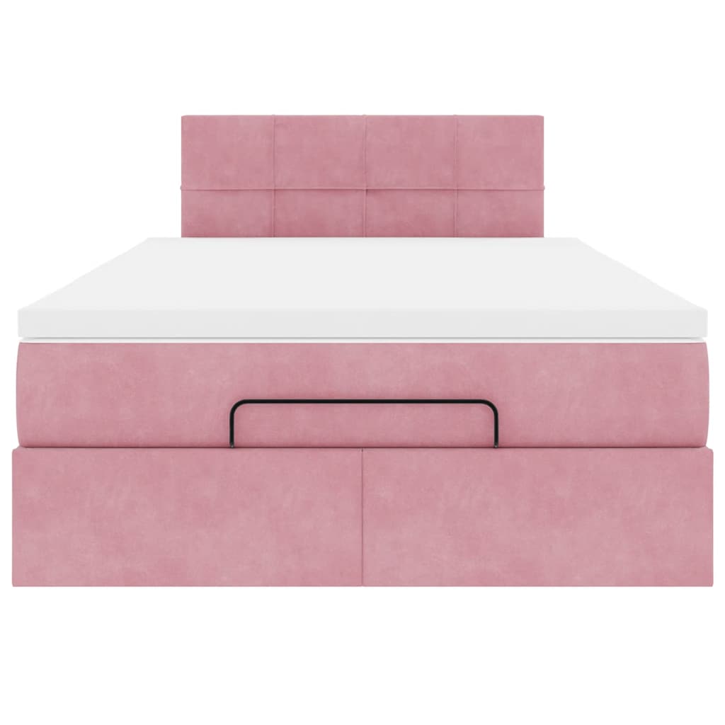 vidaXL Estructura cama otomana con colchón terciopelo rosa 120x190 cm