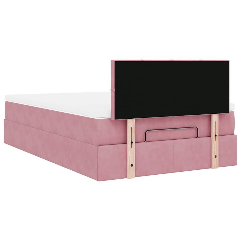 vidaXL Estructura cama otomana con colchón terciopelo rosa 120x190 cm