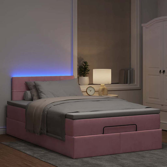 vidaXL Estructura cama otomana con colchón terciopelo rosa 120x190 cm