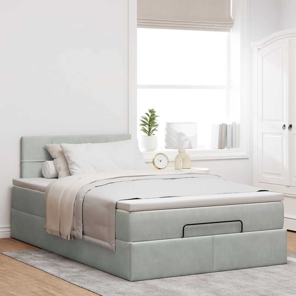 vidaXL Estructura cama otomana colchón terciopelo gris claro 120x200cm