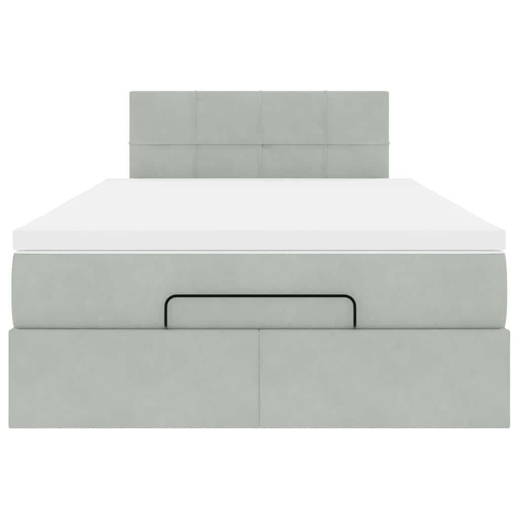 vidaXL Estructura cama otomana colchón terciopelo gris claro 120x200cm