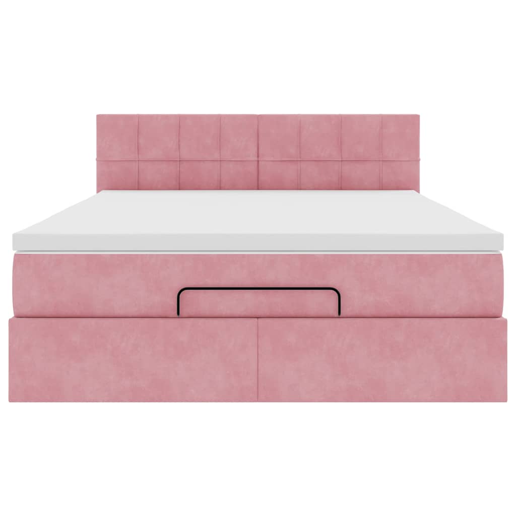 vidaXL Estructura cama otomana colchón terciopelo rosa 140x200cm