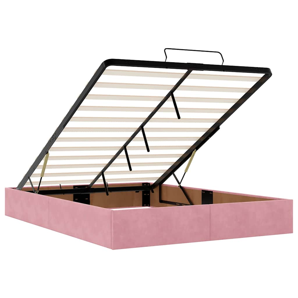 vidaXL Estructura cama otomana colchón terciopelo rosa 140x200cm