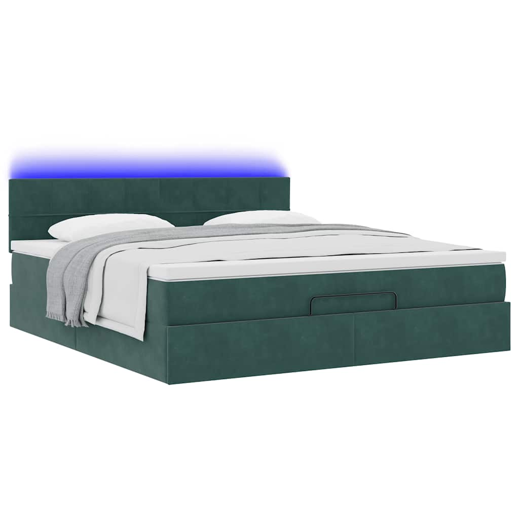 vidaXL Estructura de cama otomana con colchón verde oscuro 180x200 cm