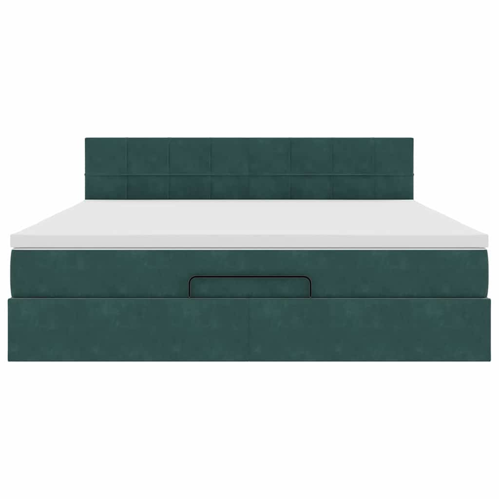 vidaXL Estructura de cama otomana con colchón verde oscuro 180x200 cm