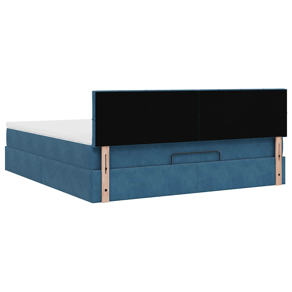 vidaXL Estructura de cama otomana colchón azul oscuro 180x200 cm