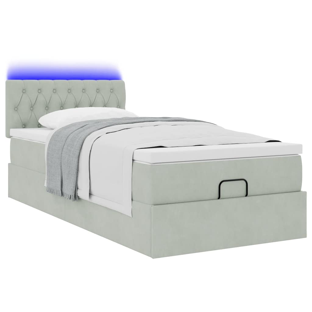 vidaXL Estructura cama otomana colchón terciopelo gris claro 80x200cm