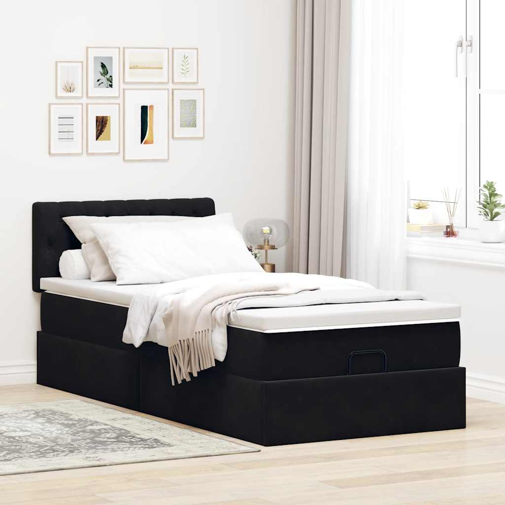 vidaXL Estructura cama otomana colchón terciopelo negra 80x200cm