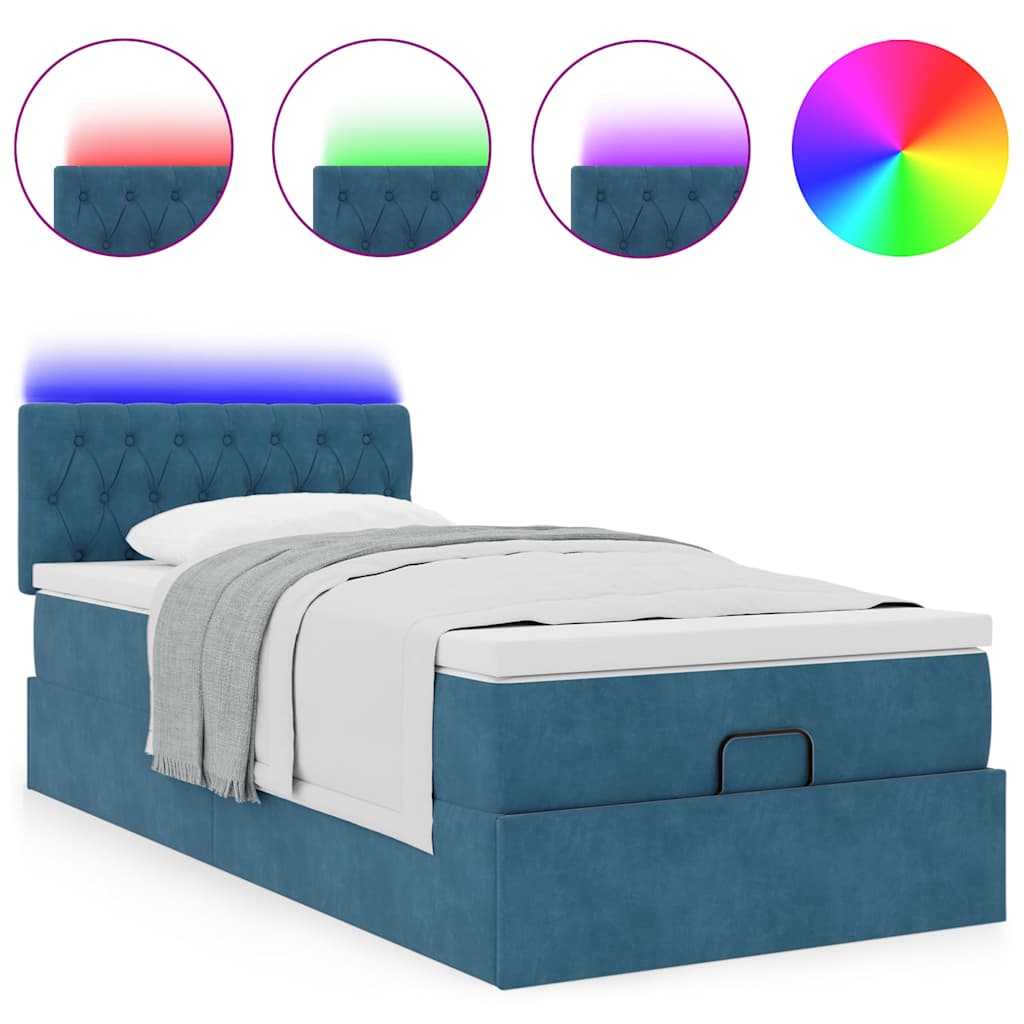 vidaXL Estructura cama otomana colchón terciopelo azul oscuro