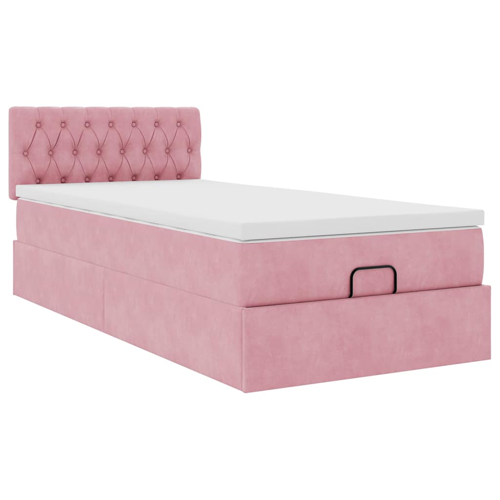 vidaXL Estructura cama otomana colchón terciopelo rosa 80x200cm