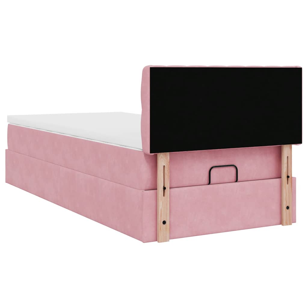 vidaXL Estructura cama otomana colchón terciopelo rosa 80x200cm