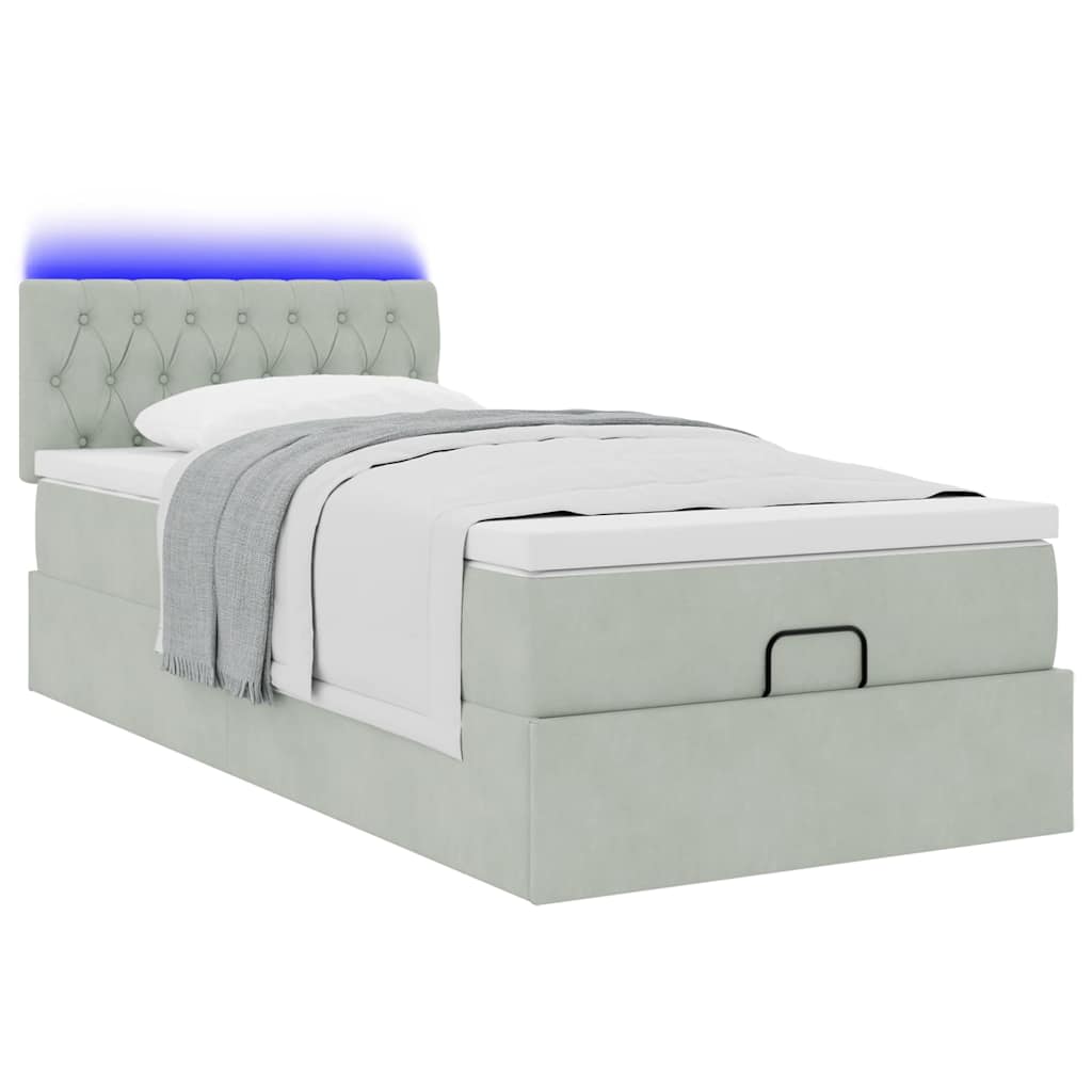 vidaXL Estructura cama otomana colchón terciopelo gris claro 90x190cm