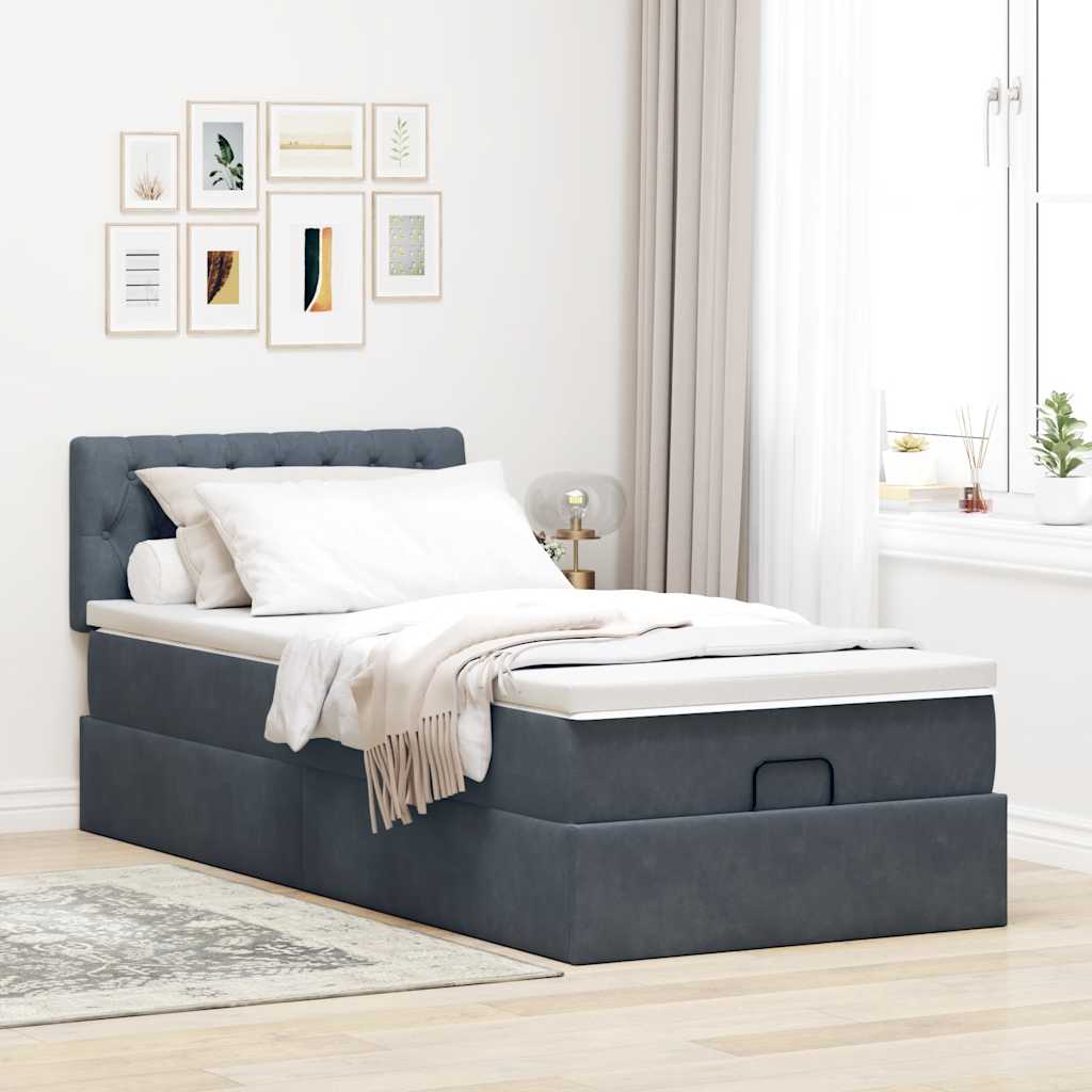 vidaXL Estructura cama otomana colchón terciopelo gris oscuro 90x190cm