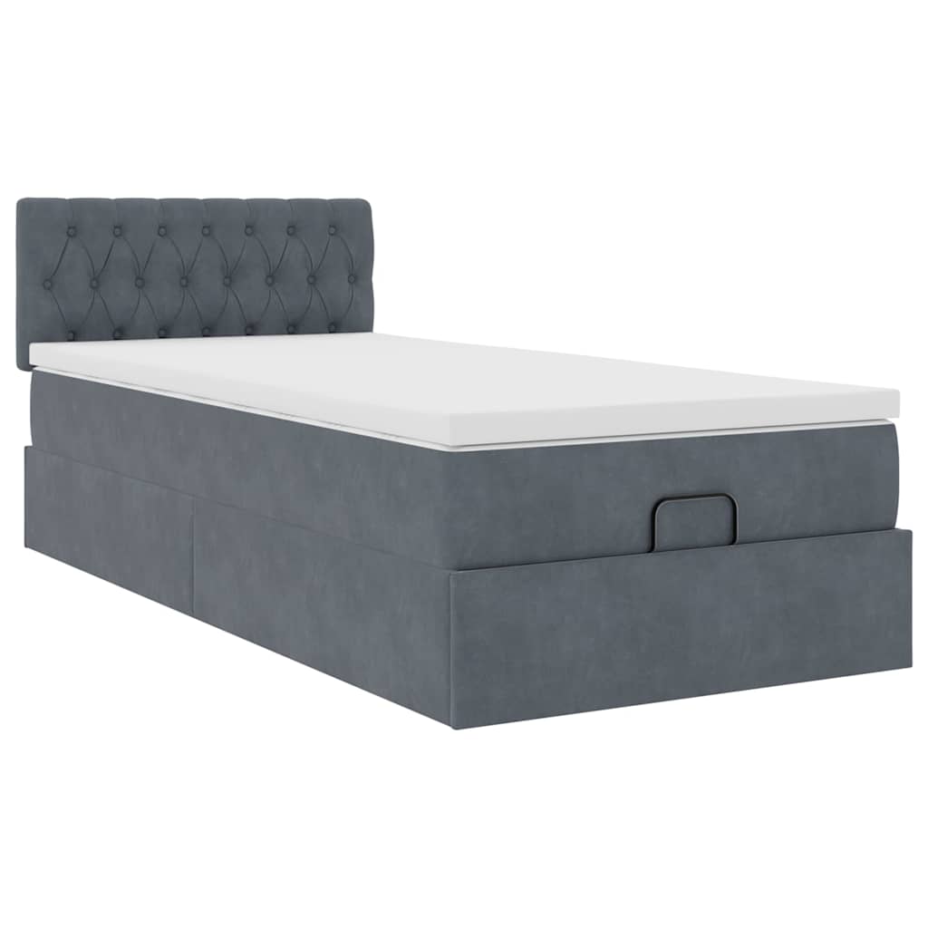 vidaXL Estructura cama otomana colchón terciopelo gris oscuro 90x190cm