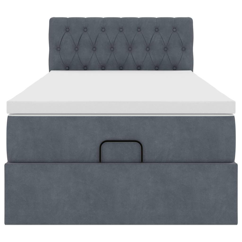 vidaXL Estructura cama otomana colchón terciopelo gris oscuro 90x190cm