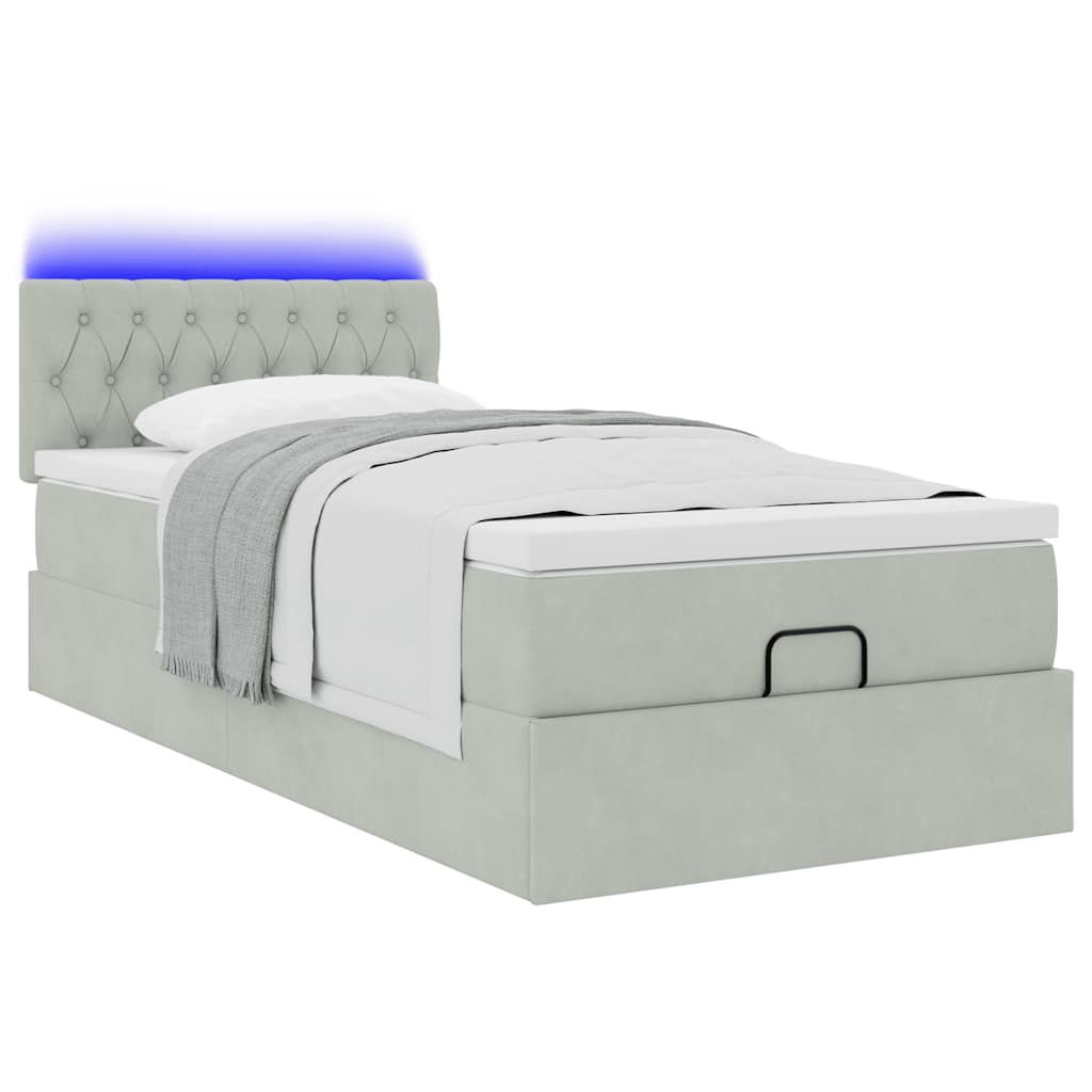 vidaXL Estructura cama otomana colchón terciopelo gris claro 90x200cm