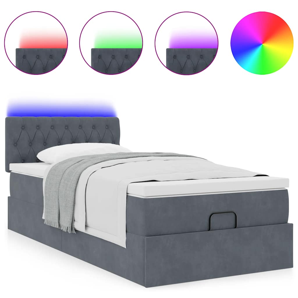 vidaXL Estructura cama otomana colchón terciopelo gris oscuro