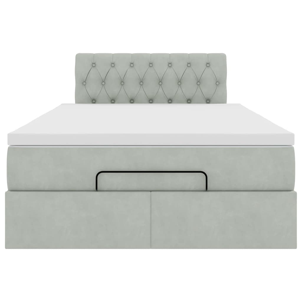 vidaXL Estructura de cama otomana colchón terciopelo gris claro