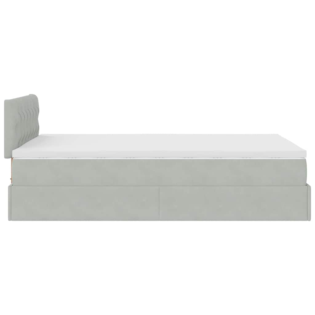 vidaXL Estructura de cama otomana colchón terciopelo gris claro