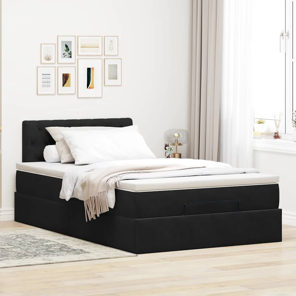 vidaXL Estructura de cama otomana colchón terciopelo negro