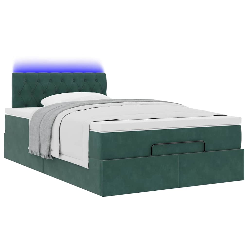 vidaXL Estructura de cama otomana colchón terciopelo verde oscuro