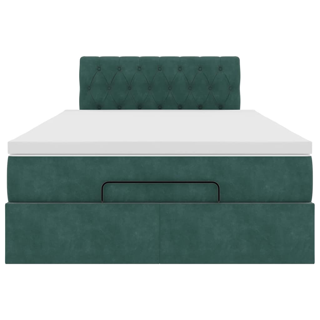 vidaXL Estructura de cama otomana colchón terciopelo verde oscuro