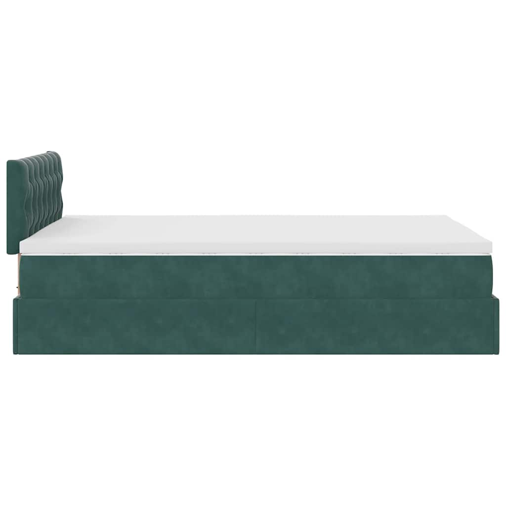 vidaXL Estructura de cama otomana colchón terciopelo verde oscuro