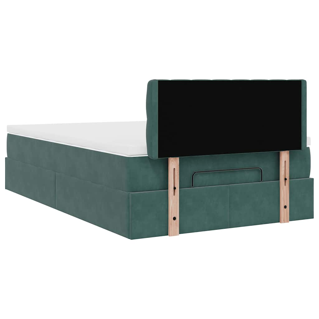 vidaXL Estructura de cama otomana colchón terciopelo verde oscuro