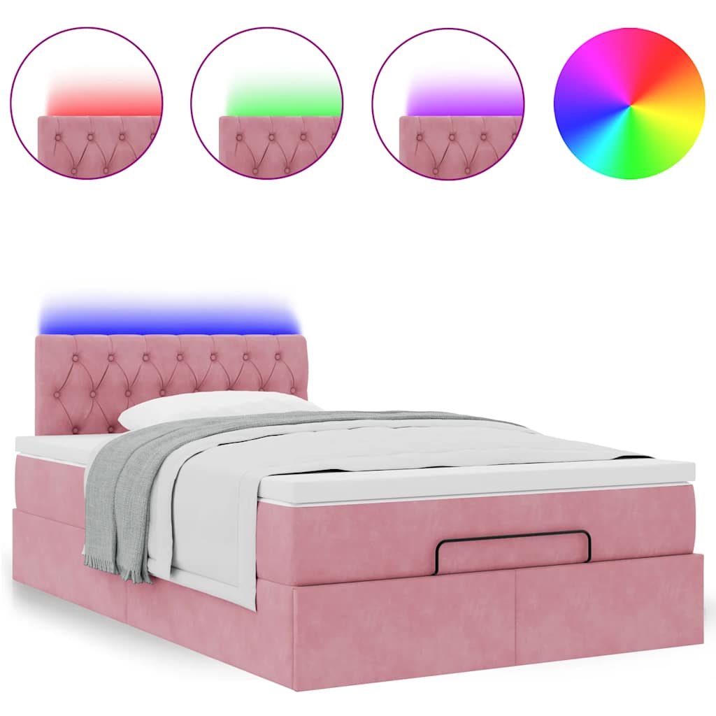 vidaXL Estructura cama otomana con colchón terciopelo rosa 120x190 cm