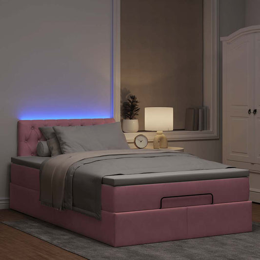 vidaXL Estructura cama otomana con colchón terciopelo rosa 120x190 cm