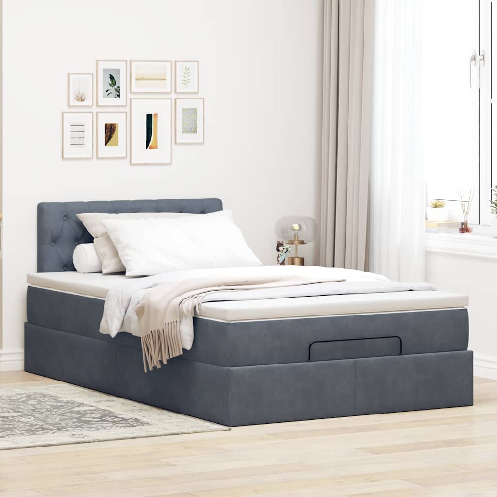 vidaXL Estructura cama otomana colchón terciopelo gris oscuro