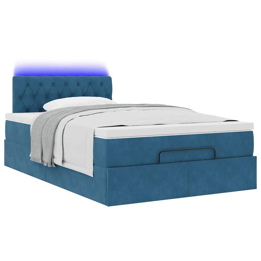 vidaXL Estructura de cama otomana colchón terciopelo azul oscuro