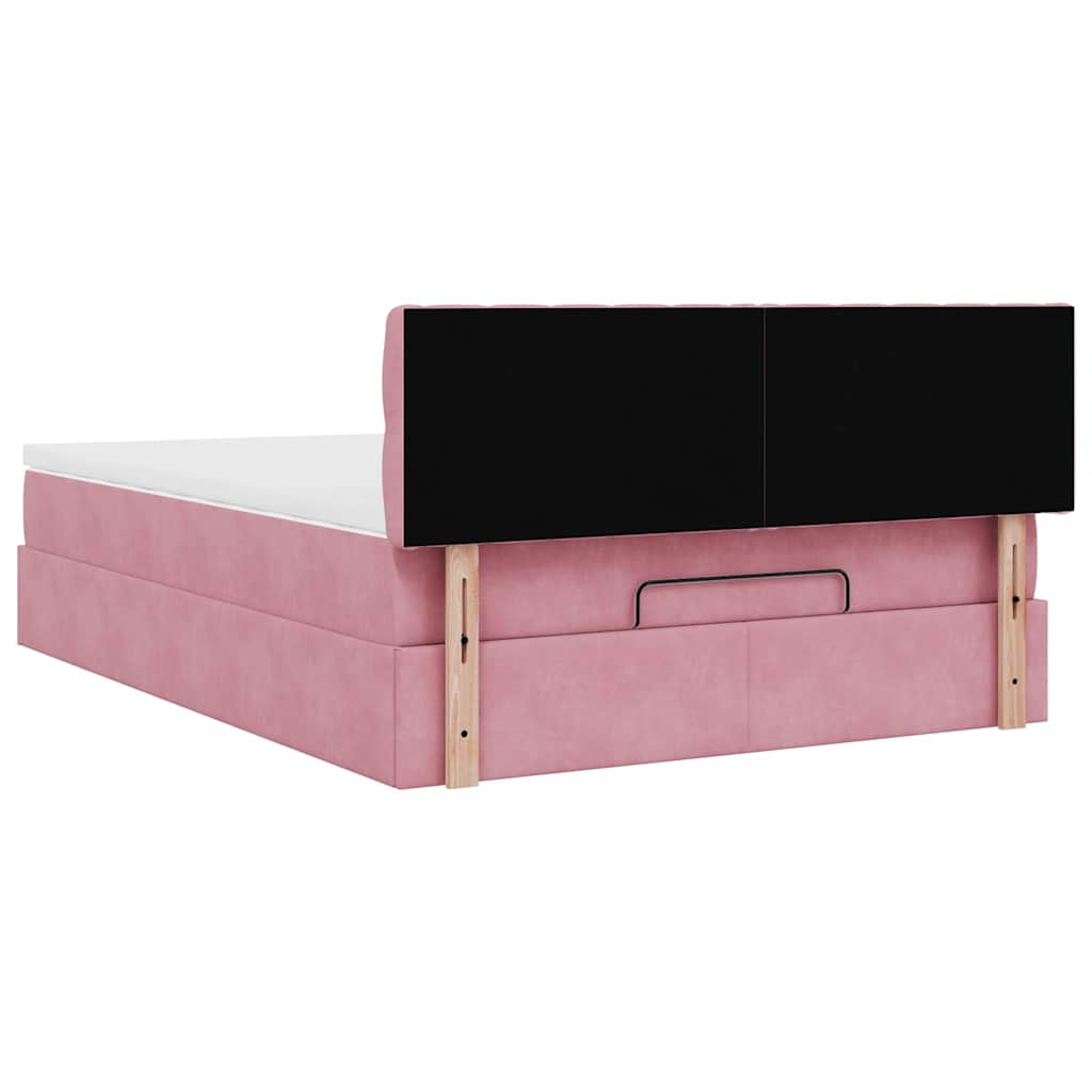 vidaXL Estructura cama otomana colchón terciopelo rosa 140x200cm