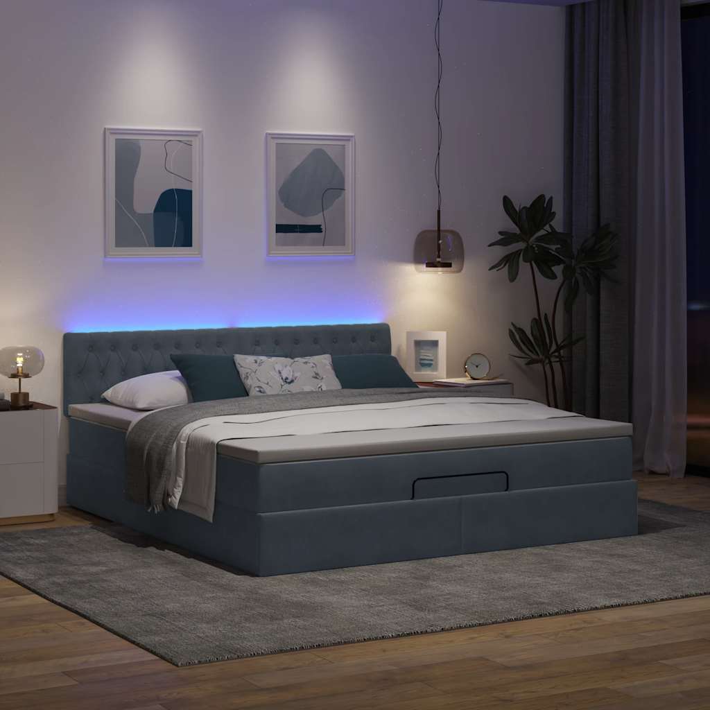 vidaXL Estructura de cama otomana con colchón gris oscuro 180x200cm