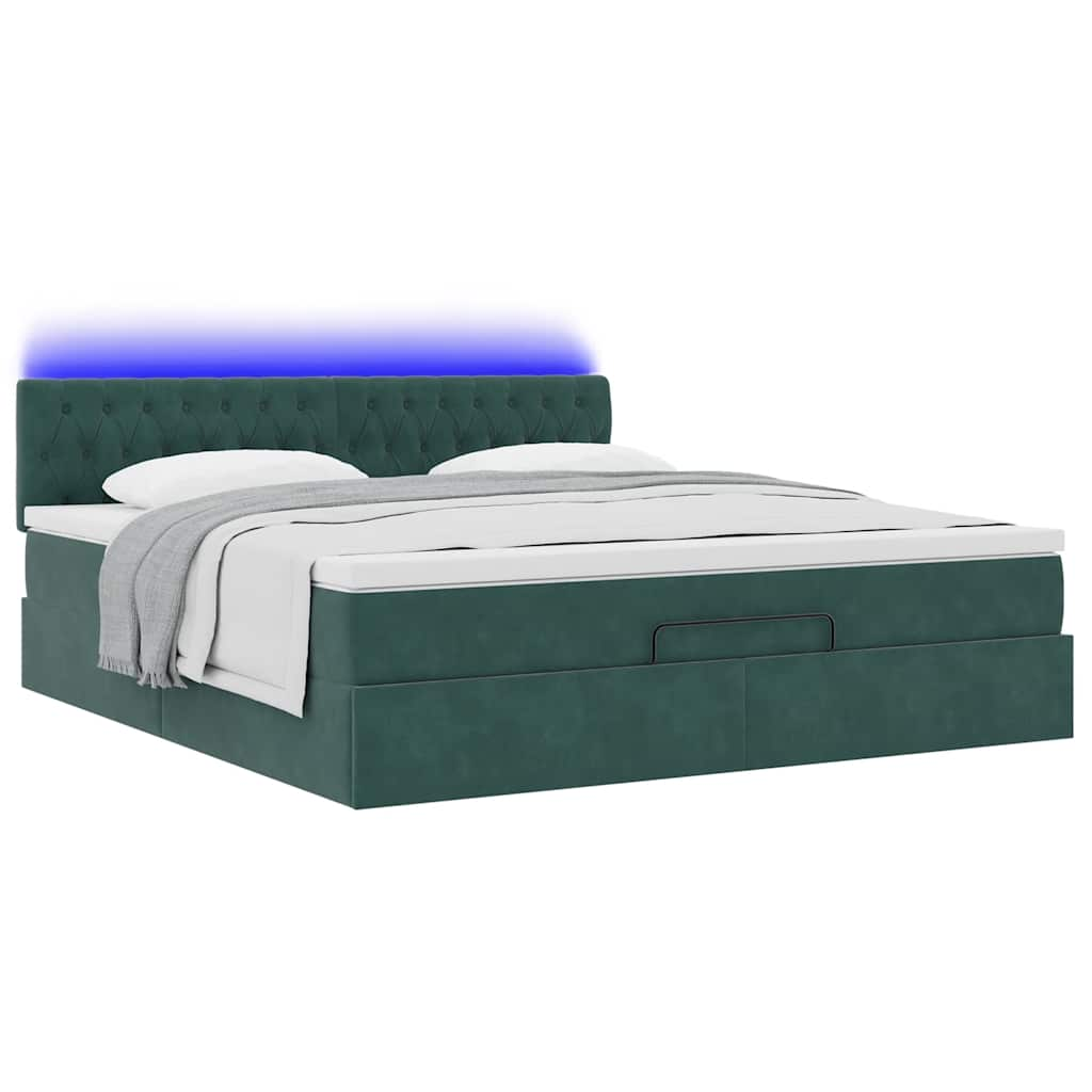 vidaXL Estructura de cama otomana con colchón verde oscuro 180x200 cm