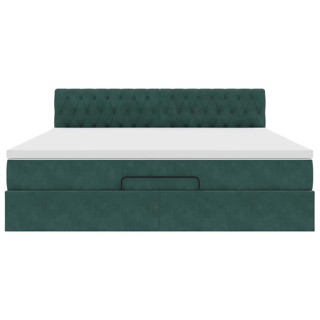 vidaXL Estructura de cama otomana con colchón verde oscuro 180x200 cm