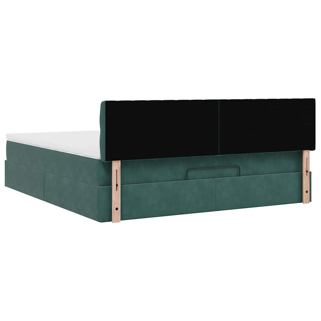 vidaXL Estructura de cama otomana con colchón verde oscuro 180x200 cm