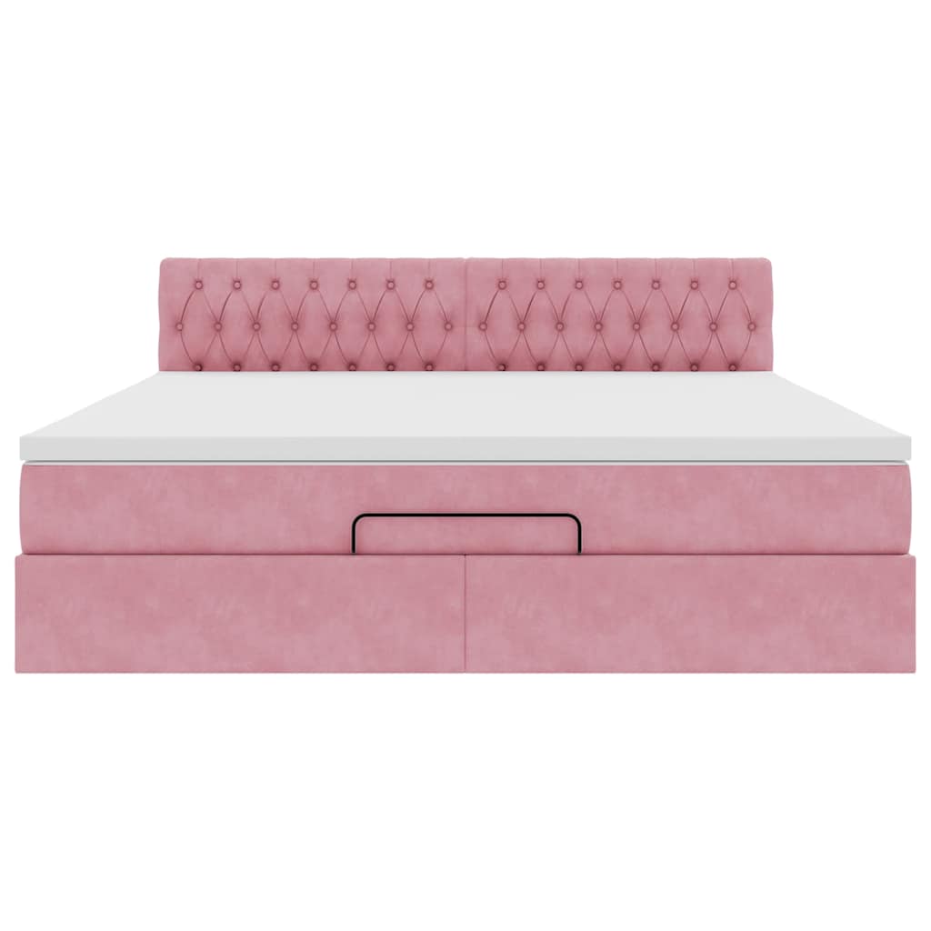 vidaXL Estructura cama otomana con colchón terciopelo rosa 180x200 cm