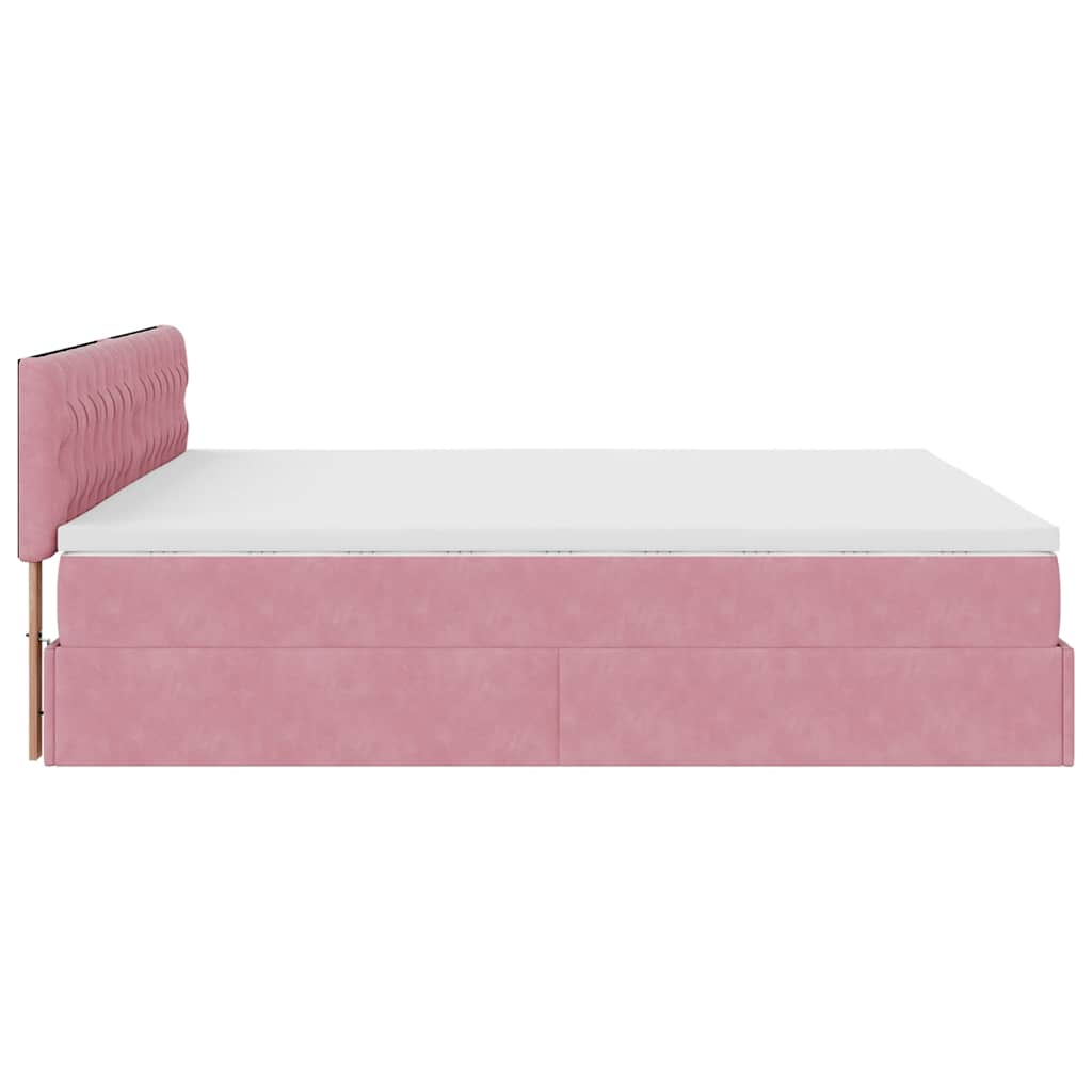 vidaXL Estructura cama otomana con colchón terciopelo rosa 180x200 cm