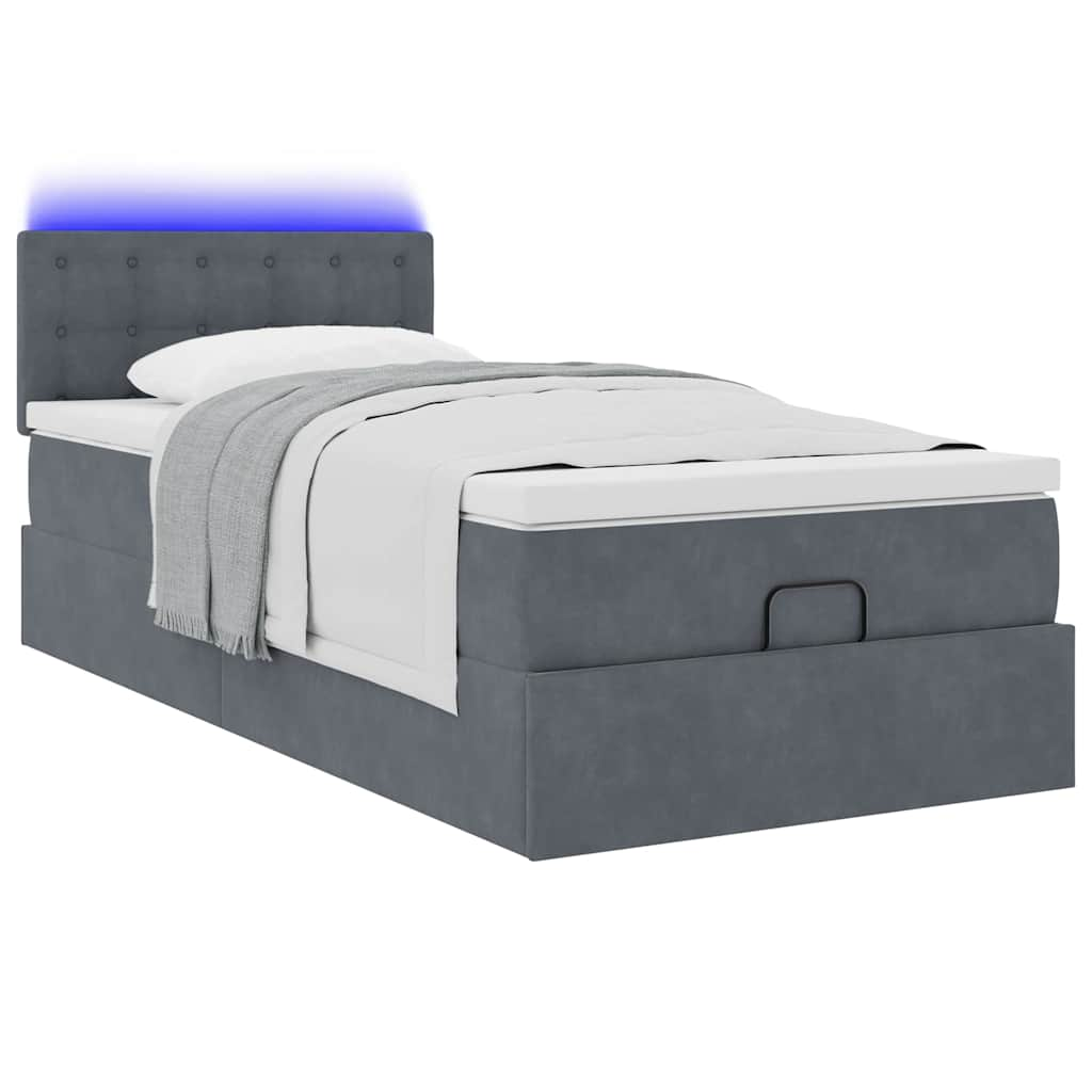 vidaXL Estructura cama otomana colchón terciopelo gris oscuro