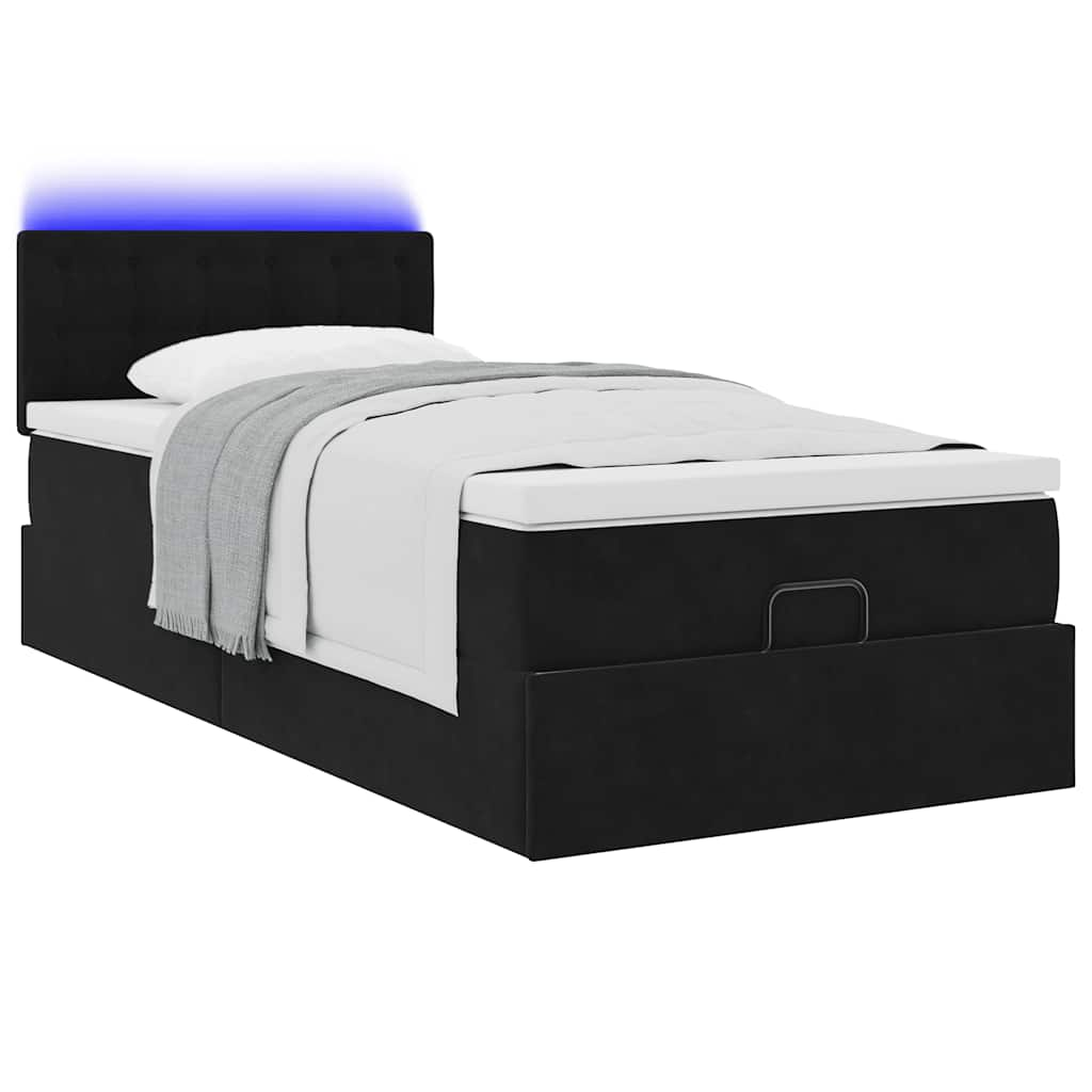 vidaXL Estructura cama otomana colchón terciopelo negra 80x200cm