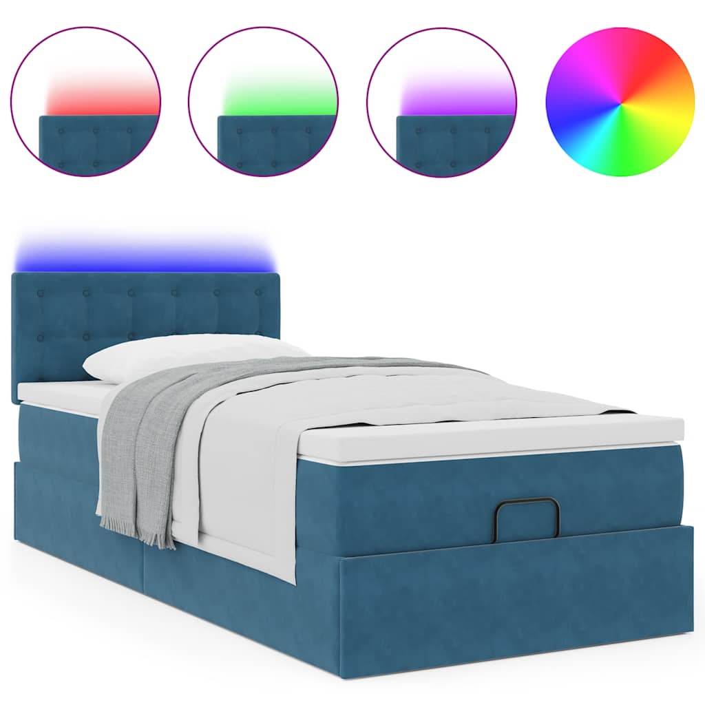 vidaXL Estructura cama otomana colchón terciopelo azul oscuro